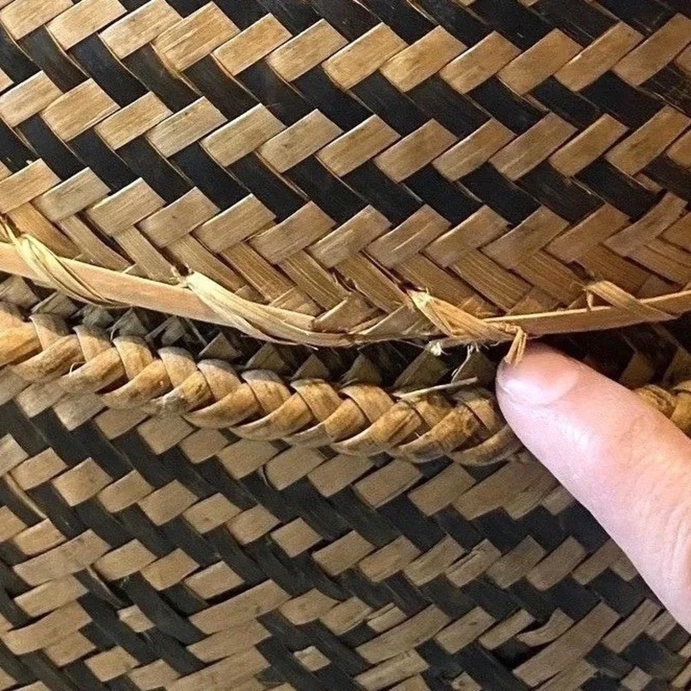 Vtg Philippine Tribal Double Weave Basket Lidded Shoulder Bag Tiruray Ifugao Art